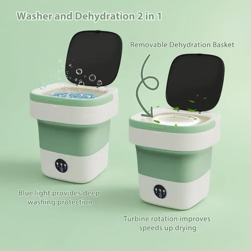 Miniatura 10 de 20L Portable Washing Machine, Foldable Mini Washer with Spin Dryer, 3 Wash Modes for Baby Clothes, Underwear, Travel, RV, Dorm & Apartment