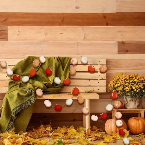 Miniatura 7 de Guirnalda de bolas de fieltro de calabaza pequeña, guirnalda de pompones de calabaza, pancarta de fieltro de calabaza, decoración de bola para Atumn