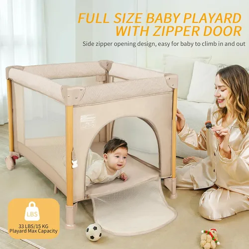 Miniatura 7 de Moisés de Bebé Cuna de Cabecera para Viajar con Configuración de Una Mano, Corralito Plegable 5 en 1 para Bebé, Parque Infantil Portátil con Moisés