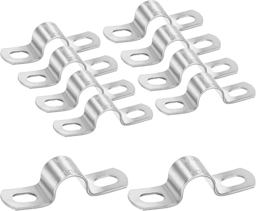 Miniatura 23 de M METERXITY Paquete de 3 abrazaderas de conducto, correa rígida de acero inoxidable 304 de 3-1/2 pulgadas M89 U con 2 agujeros