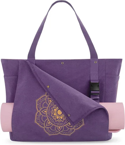 Miniatura 12 de Gonex Bolsa para Esterilla de Yoga, Bolsa de Gimnasio Tipo Tote con Múltiples Bolsillos para Mujeres y Hombres, Portaesterillas de Yoga de Lona