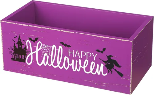 Sintuff Cuenco de madera para dulces de Halloween, soporte grande y divertido para platos de dulces, vajilla de truco o trato para fiestas y