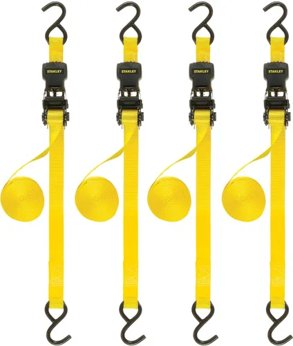 Miniatura 14 de STANLEY S10002-12 Correas de trinquete negras/amarillas de 1" X 12' - Carga de trabajo segura de 500 LBS / Fuerza de rotura de 1,500 LBS, paquete