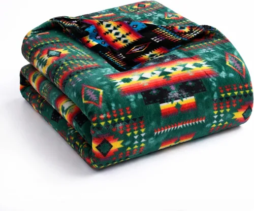 Miniatura 14 de Manta de forro polar Sacred Thread estilo azteca, reversible, manta nativa americana, manta para arreglar estilo occidental, nativa americana