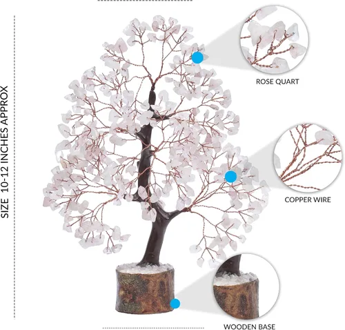 Miniatura 5 de PYOR Árbol de Gemas de Cuarzo Rosa, Árbol de Cristales, Decoración de Reiki, Regalos de Cristal para Mujeres, Cristales de Cuarzo Rosa, Feng Shui