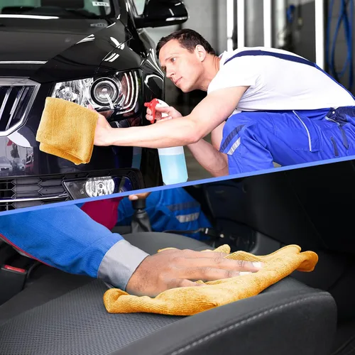 Miniatura 7 de Tallew Paquete de 12 almohadillas aplicadoras de microfibra para automóvil, incluye aplicador de microfibra de cera redonda, toalla de secado