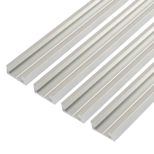 Miniatura 16 de POWERTEC 71118-P3, paquete de 6, pista en T universal de perfil de doble corte de 24 pulgadas con agujeros de montaje preperforados, pista en T