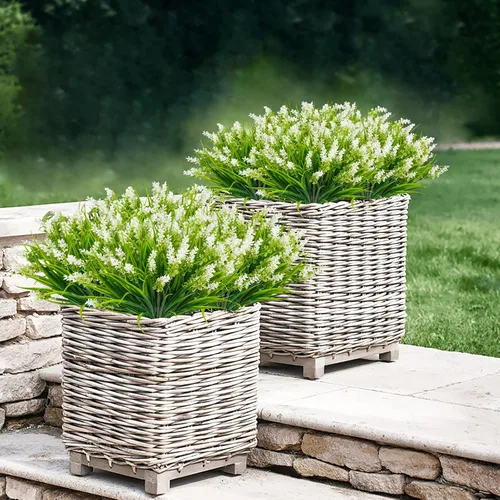 Miniatura 5 de Agusbagli 24 paquetes de plantas falsas de césped artificial, mono, vegetación de hierba de mono, resistente a los rayos UV, arreglo de arbustos