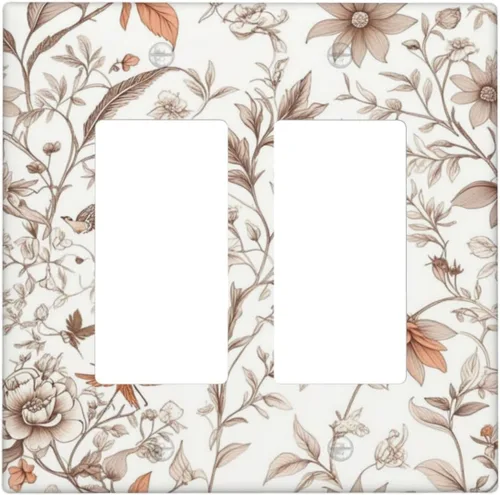Miniatura 28 de Cubiertas Decorativas para Tomacorrientes Boho Floral Beige Flor y Hoja Botánico 1 Gang Interruptor de Luz Dúplex Placa Cubierta Placas de Boho