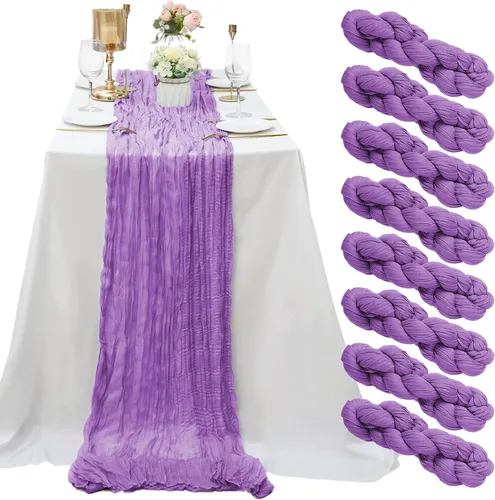 Miniatura 40 de Paquete de 8 caminos de mesa de estopilla verde salvia de 10 pies, camino de mesa de gasa, tela de queso, 35x120 pulgadas, caminos de mesa bohemios