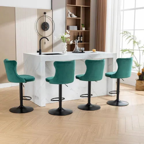 Miniatura 170 de Aoowow Juego de 2 taburetes de bar giratorios, taburetes de bar ajustables con respaldo de terciopelo copetudo, sillas de bar modernas tapizadas
