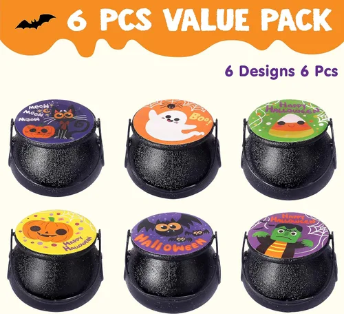 Miniatura 2 de JOYIN Bomba de baño con temática de caldero de bruja de Halloween con juguete esponjoso Mochi, 6 paquetes de bombas de baño de burbujas para niños