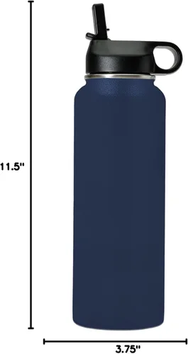Miniatura 8 de LaserGram Botella de agua personalizada, animadora, acero inoxidable de doble pared aislada al vacío con popote superior, regalo grabado