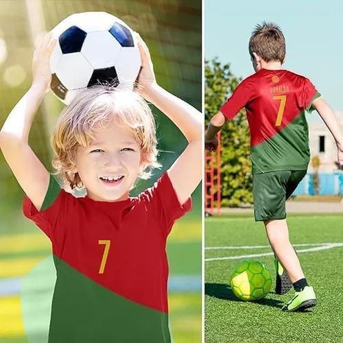 Miniatura 2 de Camiseta de fútbol No. 7, camiseta de fútbol 2022, camiseta para niños y jóvenes, juego de camiseta de fútbol (10 años-11 años, rojo)