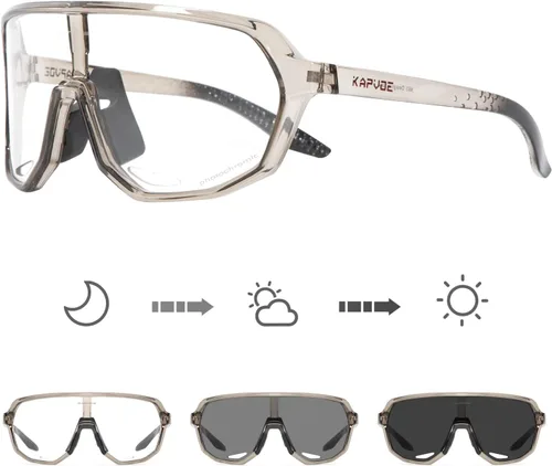 Miniatura 18 de KAPVOE Gafas de ciclismo fotocromáticas para hombres y mujeres, gafas de sol de bicicleta de montaña, gafas deportivas con protección UV Azul Negro