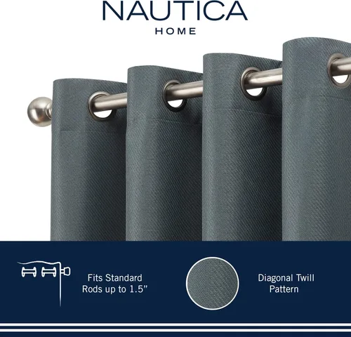 Miniatura 2 de Nautica Cortinas opacas para el hogar, Providence Ultimate Blackout Classics, cortinas térmicas de privacidad para dormitorio o sala de estar, juego