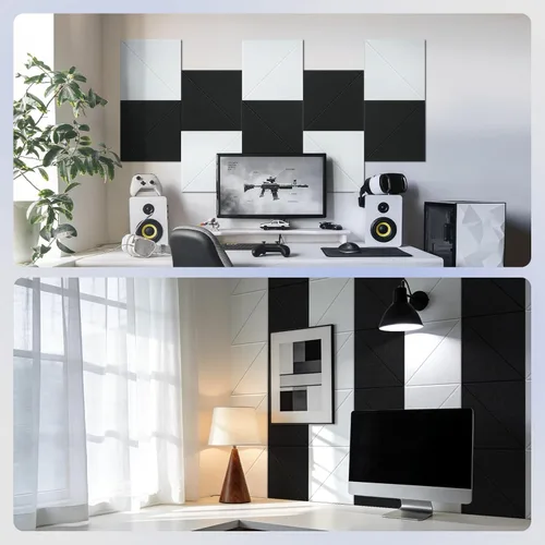 Miniatura 4 de Vieshful Paneles acústicos, paneles de pared absorbentes de sonido para despegar y pegar, paquete de 10 paneles de fieltro de alta densidad de 12 x