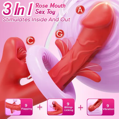 Miniatura 2 de Juguetes para adultos, vibrador sexual – Vibrador de lengua rosa juguete sexual con 9 aletas y 9 lamidas y 9 vibraciones para punto G y clítoris