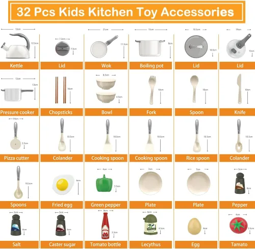 Miniatura 3 de Bruvoalon Juego de 32 piezas de juguetes de cocina para niños, juego de cocina de simulación para niños pequeños con ollas, sartenes, utensilios