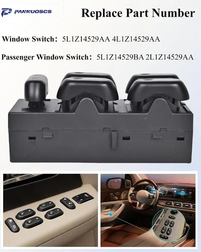 Miniatura 4 de PANNUOSCS Interruptor de ventana principal con interruptores de ventana de pasajero compatible con Ford F150 Expedition 2004-2008 Crown Victoria