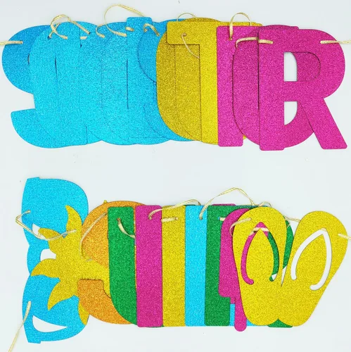 Miniatura 3 de JOZON Cartel colorido y brillante de la escuela para el verano con gafas de sol de paletas de sol, letreros de fin de año escolar, pancarta
