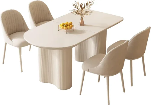 Miniatura 7 de Miuuod Mesa de comedor que ahorra espacio para apartamentos pequeños para 4-6 personas, muebles resistentes de mediados de siglo