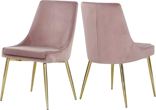 Miniatura 7 de Meridian Furniture Karina Collection Modern - Silla de comedor tapizada de terciopelo contemporánea con patas de metal resistentes, juego de 2, 19.5