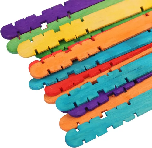 Miniatura 3 de 1200 palitos de madera de diente de sierra coloridos, palos de madera de diente de sierra de arco iris de 4.5 pulgadas, palitos de paletas