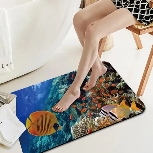 Miniatura 6 de Tapetes de baño antideslizantes de secado rápido, tapete de baño de goma, súper absorbente, tapete de baño lavable, tapete de baño para suelo