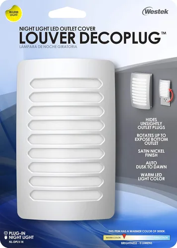 Miniatura 5 de Westek NL-DPLV-N Louver Decoplug - Luz nocturna, níquel satinado
