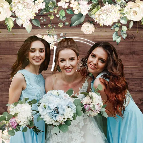 Miniatura 6 de Telón de fondo de 5 x 3 pies con diseño floral de rosas blancas y boscosas, telón de fondo para fotografía de pared, para parejas, boda, novia