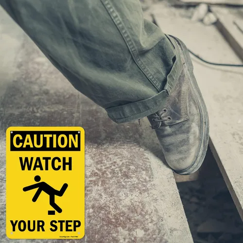 Miniatura 3 de SmartSign Letrero de metal con la frase "Caution - Watch Your Step" de 10 x 7 pulgadas con agujeros pre-limpiados, aluminio laminado a prueba