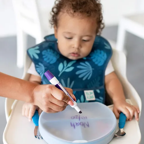 Miniatura 4 de Bumkins Plato de succión para niños pequeños y bebés, cubierta de plato con agarre dividido para bebés y niños, destete guiado por el bebé