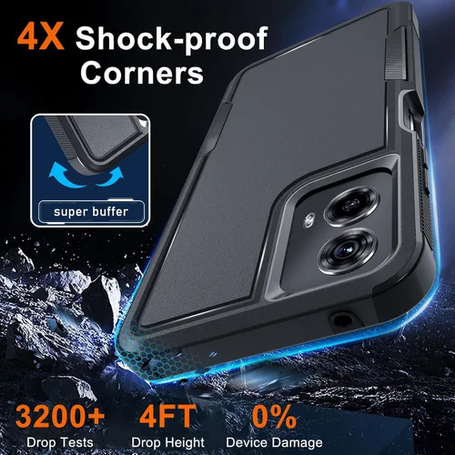 Miniatura 3 de Funda compatible con Moto G 5G 2024, cuerpo completo, resistente, resistente, a prueba de golpes, con correa de cordón, protector de pantalla