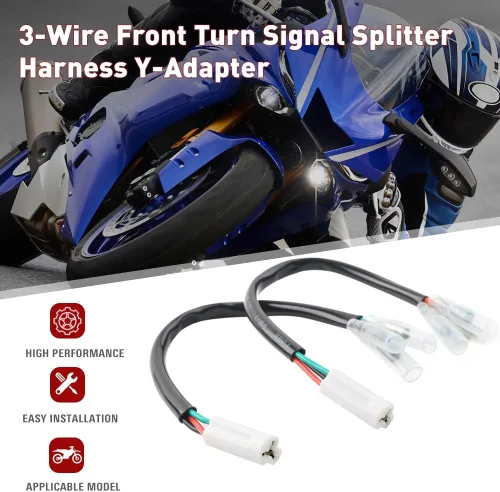 Miniatura 2 de Three T 2 piezas de arnés de cableado de señal de giro 3 cables, conector plug and play, arnés divisor de señal de giro Y-Adapter para Yamaha R1 R3