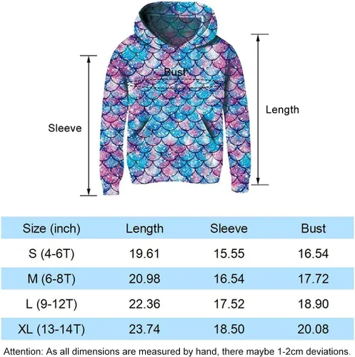Miniatura 5 de uideazone - Sudadera con capucha y diseño gráfico tridimensional con bolsillo, para niñas de 4 a 14 años.