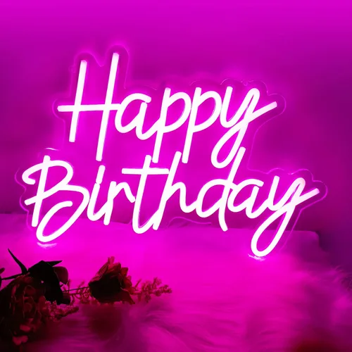 Miniatura 8 de Letrero de neón regulable y reutilizable para decoración de pared de fiesta de cumpleaños, luz LED USB para telón de fondo para decoración de fiesta