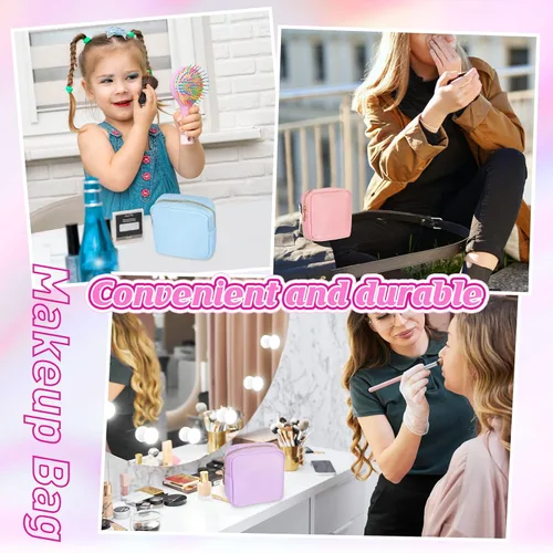 Miniatura 5 de Sweetude 6 piezas Bolsa de maquillaje de nailon, neceser de viaje con cremallera, bolsa de cosméticos de nailon para bolso, organizador