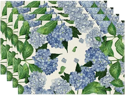 Miniatura 9 de Artoid Mode Juego de 4 manteles individuales redondos de verano de hortensias de acuarela, manteles individuales redondos de verano de 14 pulgadas