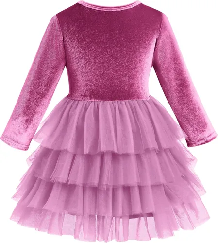 Miniatura 94 de IDOPIP Vestido tutú de terciopelo para niñas pequeñas, vestido de manga larga para princesa, Navidad, cumpleaños, fiesta, boda, vestidos de otoño e