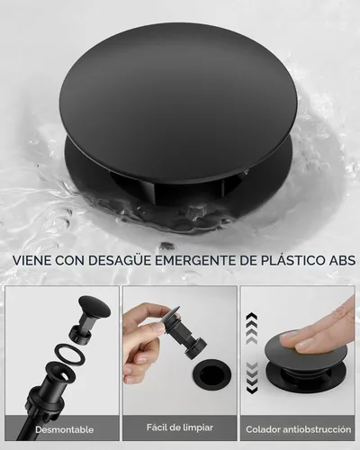 Miniatura 7 de FORIOUS Grifo de baño negro de 3 agujeros, 8 pulgadas, grifo de lavabo de baño negro mate generalizado con boquilla giratoria de 360°, adecuado