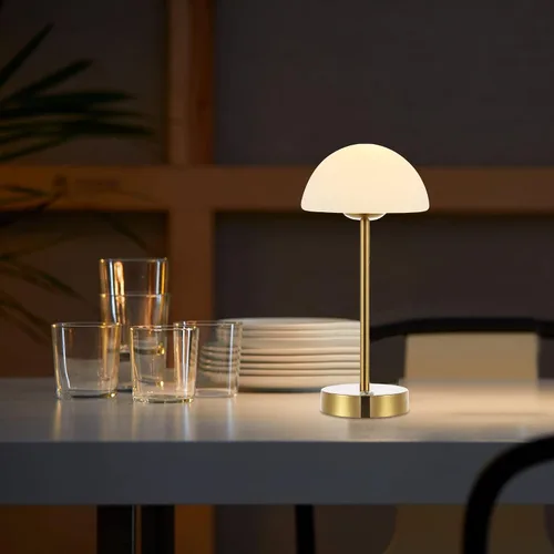 Miniatura 5 de JONATHAN Y Lámpara de mesa LED portátil recargable moderna de 12.5 pulgadas, latón/blanco, lámpara de acento táctil regulable inalámbrica