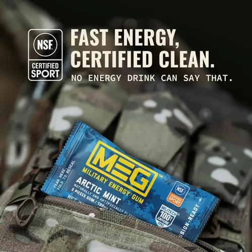 Miniatura 7 de MEG - Goma de mascar de energía militar 100 mg de cafeína por pieza + aumenta la energía + aumenta el rendimiento físico + paquete de 4