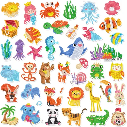 Miniatura 12 de Labeol Kits de arte de diamantes para niños y niñas de 6 a 8 a 10 a 12 años, fáciles de hacer tú mismo, creativas calcomanías de arte de diamantes