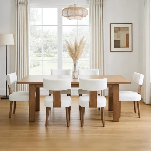 Miniatura 10 de Juego de 2 sillas de comedor modernas, sillas de cocina tapizadas con respaldo curvo, sillas de comedor de lino de granja, cómodas sillas de madera