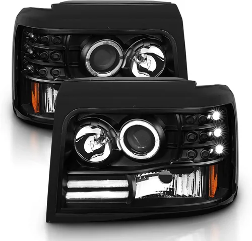 Miniatura 2 de AmeriLite - Conjunto de faros delanteros de proyector LED con barra de halo para Ford F-150/F250/F350/Bronco - Lado derecho del pasajero y lado