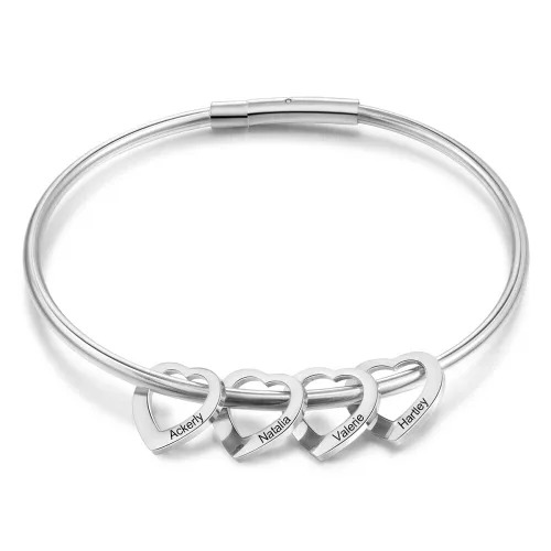 Pulsera de abuela con 1 – 20 dijes grabados con nombre – Joyería personalizada para nana, mimi o abuela en plata u oro – Regalo personalizado para