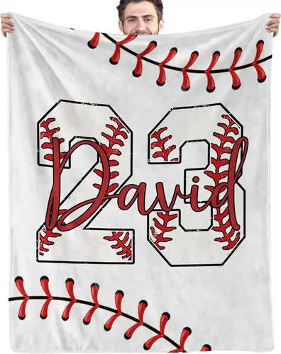 Miniatura 15 de Mantas de béisbol personalizadas con números de nombre, mantas de franela personalizadas para juegos de equipo de béisbol, regalos para niños