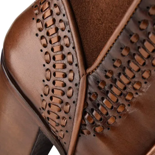 Miniatura 6 de Bota Mujer Cuadra en Piel Genuina Marrón