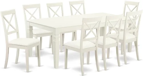 Miniatura 14 de East West Furniture LGBO7-LWH-W - Juego de cocina de 7 piezas que consta de una mesa rectangular con hojas de mariposa y 6 sillas de comedor, 42 x
